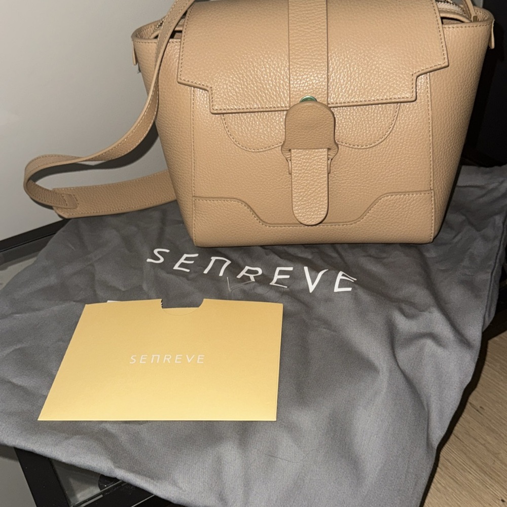 Senreve Tan Leather Satchel with Structured Design